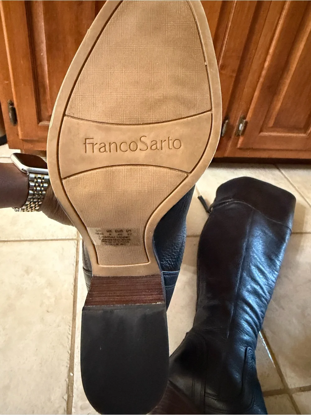 Franco Sarto Black Leather Over-the-Knee Boots WIDE CALF